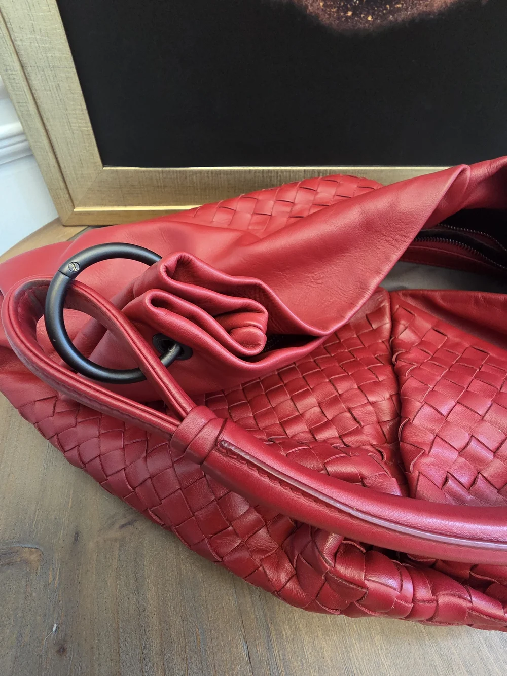Bottega Veneta Coral-Red Intrecciato Leather Hobo